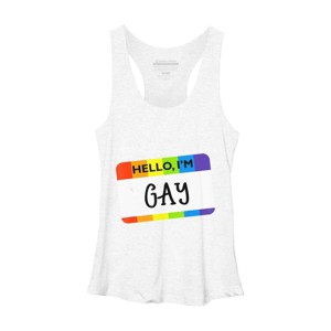 Adult Design By Humans Hello I'm Name Tag Rainbow Pride By MINHMINH Racerback Tank Top - 1 of 2