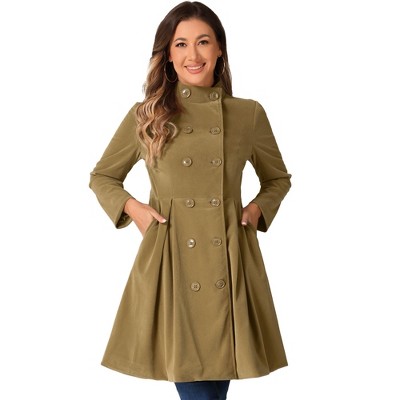 INSPIRE CHIC Women's Velvet A-Line Steampunk Double Breasted Winter Trench Coats