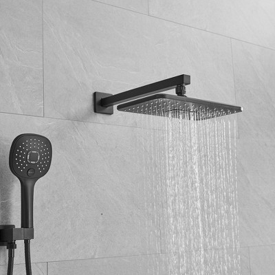 Matte Black Stainless Steel Rain Shower System with Handheld
