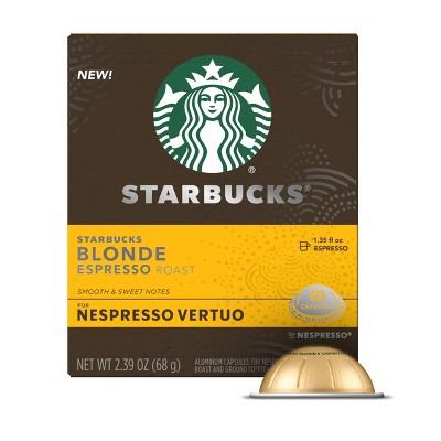 Starbucks Coffee Capsules for Nespresso Vertuo Machines — Blonde Espresso Roast — 1 box (10 espresso pods)