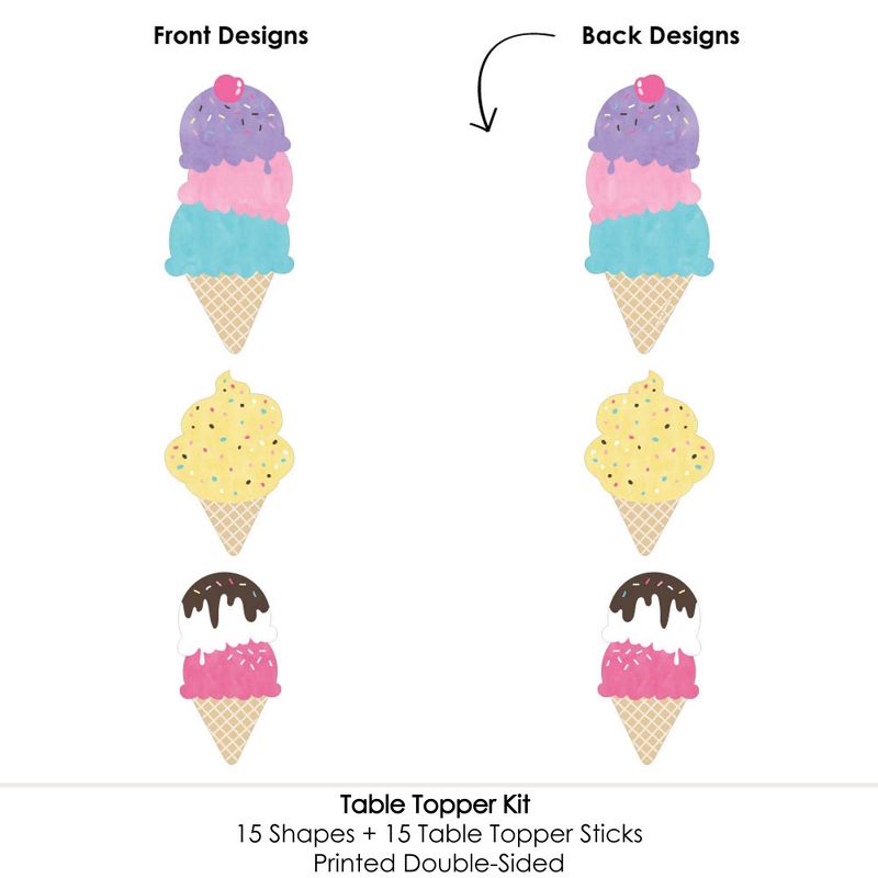 Big Dot of Happiness Scoop Up the Fun - Ice Cream - Sprinkles Party Centerpiece Sticks - Table Toppers - Set of 15, 5 of 8