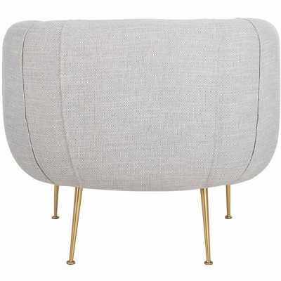 Alena Transitional Barrel Accent Chair in Light Grey with Gold Legs