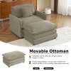 41.3" Corduroy Modular Sofa with Movable Ottoman, Side Storage Pockets & 2-Layer Cushions, - 4 of 4