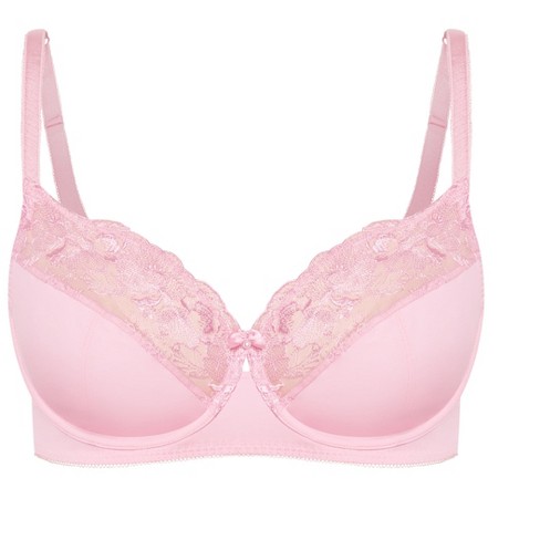 Avenue  Women's Plus Size Embroidered Support Underwire Bra - Sweet Pink -  50dd : Target