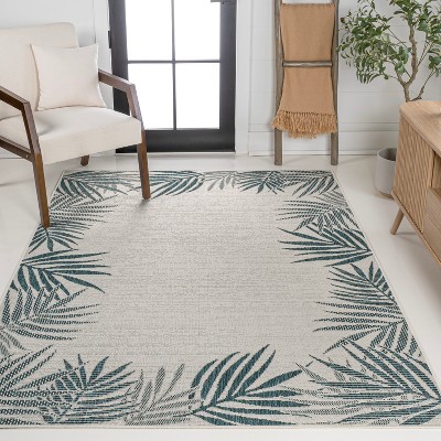 Isla Coastal Blue and Cream Synthetic 3 x 5 Area Rug