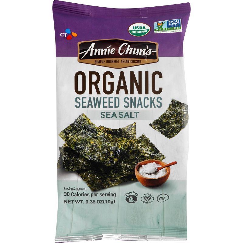 Annie Chun&#39;s Organic Seaweed Snacks Sea Salt 0.35oz, 1 of 6