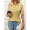 Coolmee Women Casual Lapel V Neck Cable Short Sleeve Knit Soft Pullover Sweater Tops - 2 of 4