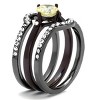 Slickblue Stainless Steel Two-Tone Ring for Women, Round CZ, Black or Dark Brown, Wedding Band, Size 5-11 - 4 of 4