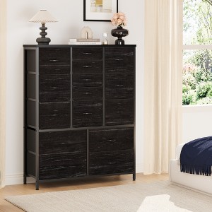 15 Drawers Dresser, Large Chests of Drawers, Fabric Storage Dresser Organizer Unit, for Closet, Hallway, Living Room, Black - 1 of 4