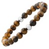 Steeltime Men's stainless steel and tiger eye beaded stretch bracelet. Color Option: Silver, Gold - 2 of 4