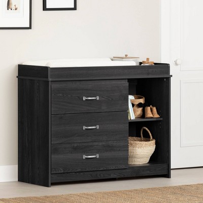 Gray Oak Rustic Changing Table with Drawers