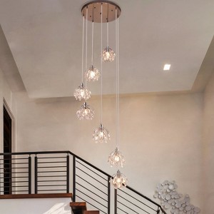 LLHZSY 7 - Light Cluster Crystal Cylinder Stairway / Staircase Chandelier - W22 11/25" - 1 of 4