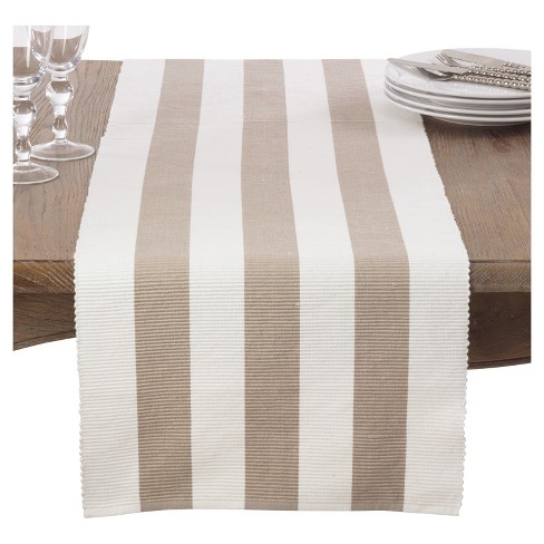 Taupe Classic Stripe Design Table Runner (16"x72") - Saro Lifestyle - image 1 of 3