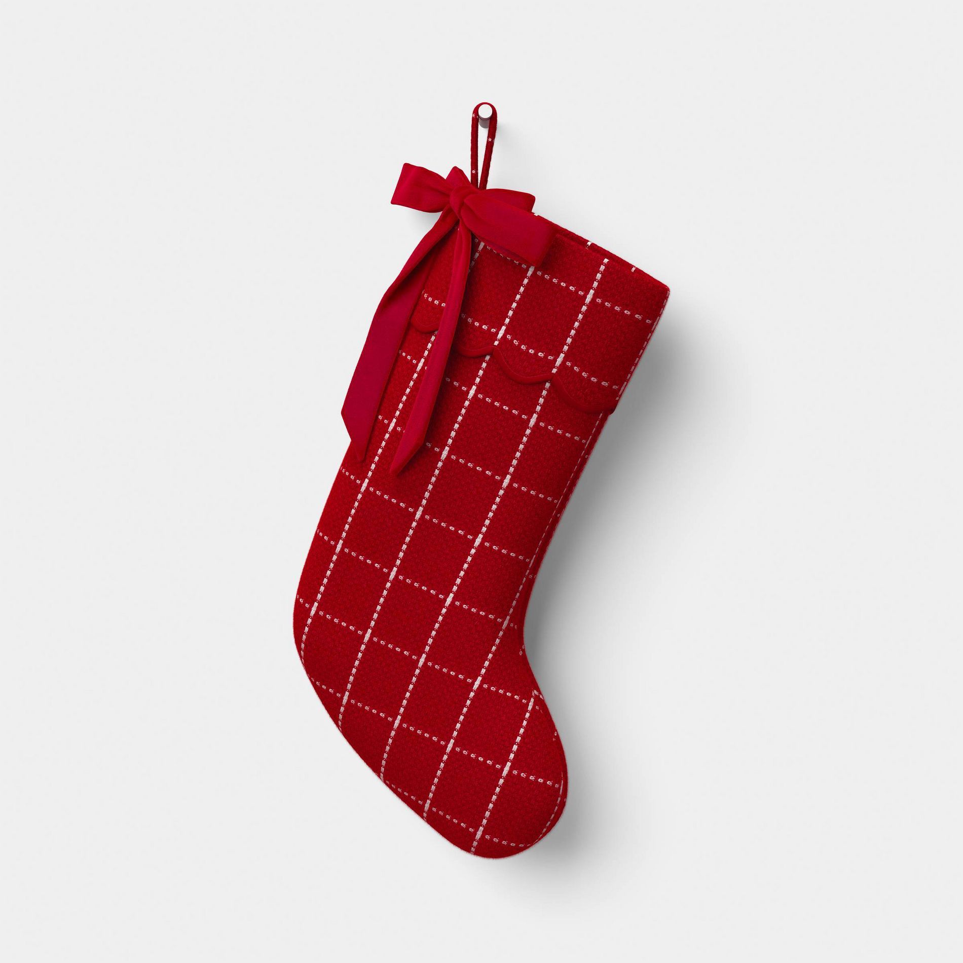 21" Christmas Stocking Plaid with Red Bow - Wondershop™