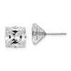 Chisel Stainless Steel Polished 10mm Square Cubic Zirconia Stud Earrings - 2 of 4