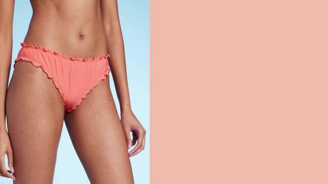 Women's Ruffle Cheeky Bikini Bottom - Shade & Shore™ Pink, 2 of 7, play video