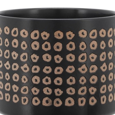 Modern Ceramic and Bamboo Planter Set, 8" x 11", in Rich Brown