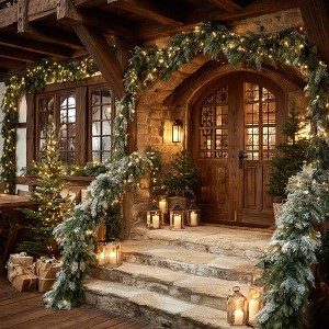 MOEPISY 9FT Christmas Garlands Norfolk Pine Garland, Real Touch Artificial Winter Pine Garland - 1 of 4