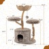 Costway Solid Wood Cat Tree with Well-woven Cattail Basket Luxury Condo Scratching Posts - 3 of 4