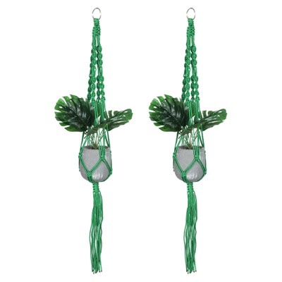 Unique Bargains Macrame Indoor Sturdy Wood Hanging Plant Shelf 2 Pcs