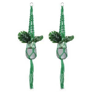 Unique Bargains Macrame Indoor Sturdy Wood Hanging Plant Shelf 2 Pcs - 1 of 4