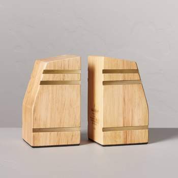 Wooden Wedge Bookends with Brass Inlay (Set of 2) - Hearth & Hand™ with Magnolia