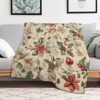 FIONECA Nostalgic Christmas Blanket with Poinsettia Holly and Ornament Pattern Light Cream Background 40x50 inches - 3 of 4