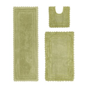 Lilly Crochet Collection 100% Cotton Tufted Reversible 3-Piece Bath Rug Set – Super Absorbent, Machine Washable Bathroom Mats with Crochet Pattern - 1 of 4