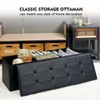 Itopfox Folding Storage Ottoman Bench, Black Faux Leather Long Chest with Tray, Footrest Seat, Blanket Storage for Living Room Bedroom Office Hallway - 3 of 4