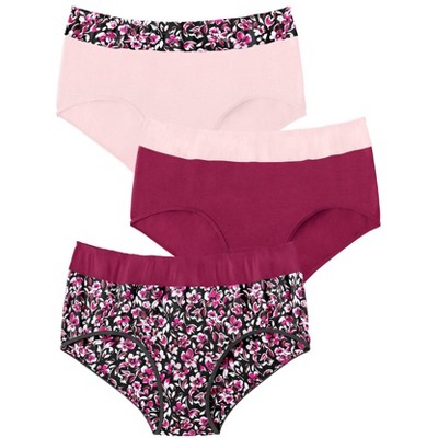 Comfort Choice Plus Size Full Coverage Stretch Cotton Color Block Brief 3-Pack