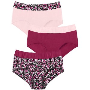 Comfort Choice Women's Plus Size Full Coverage Stretch Cotton Color Block Brief 3-Pack - 1 of 4