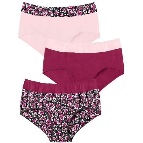 Comfort Choice Women's Plus Size Cotton 3-Pack Color Block Full-Cut Brief  Underwear 