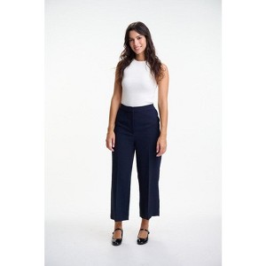 Lafidi Women’s High-Rise Cropped Pants – Straight Leg Business Casual Trousers with Slash Pockets and Elastic Back Waist - 1 of 4