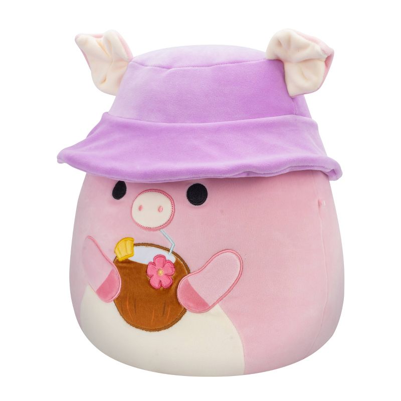 Squishmallows 16&#34; Peter Pink Pig with Tropical Drink in Bucket Hat, 5 of 9