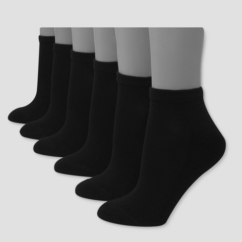 Hanes Premium Women's 6pk Cushioned Low Cut Socks - Black 5-9 : Target