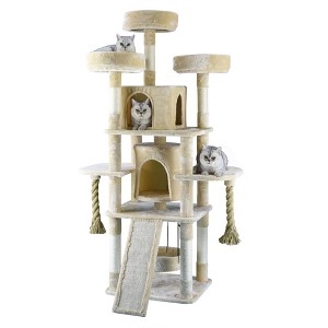Go Pet Club 70" Jungle Rope Cat tree House with Sisal Covered Scratchers F828 - 1 of 2