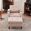PAGED Single Sofa with Storage Ottoman, Upholstered Sofa with Cup Holders and Tufted Detailing, Armchair for Living Room, Home Office, Beige - 2 of 4