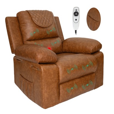 Classic Recliner Chair with Massage, Heat, Breathable PU Leather Electric Adjustable Recliners for Small Space or Living Room, Office, Bedroom