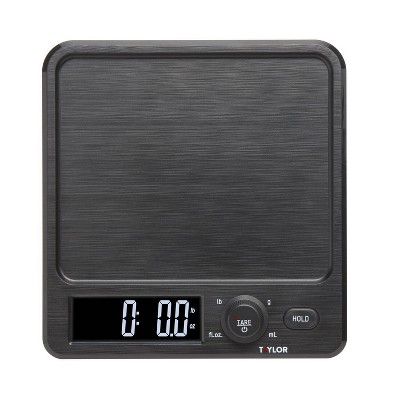 Taylor 22lb Black Stainless Steel Digital Kitchen Scale with Container