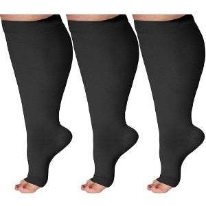 Absolute Support Open Toe 15–20mmHg Wide Calf Compression Socks, Knee High, 3-Pack – Circulation, Travel & Swelling Relief, A515-3 - 1 of 4