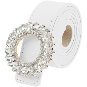 INSPIRE CHIC Women's Faux Leather Belt Fashion Ladies Belt with Rhinestone Buckle for Jeans Pants - 1 of 4
