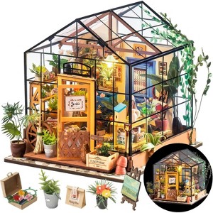 DIY Miniature Greenhouse Kit with Furniture, Tiny House Building Set for Adults and Home Decor - 1 of 4