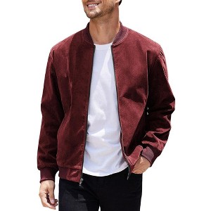 COOFANDY Men's Casual Varsity Jacket Vintage Lightweight Suede Bomber Jackets S-XXL - 1 of 4