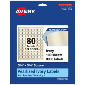 Avery Pearlized Ivory Square Labels with Sure Feed Technology, Print-to-the-Edge, 3/4" x 3/4" - 1 of 4