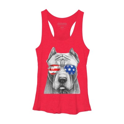 Women's Design By Humans American Pitbull With Sunglasses By Racerback Tank Top