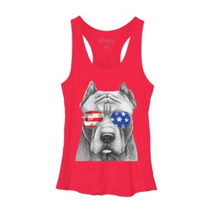 Women's Design By Humans American Pitbull With Sunglasses By Racerback Tank Top - 1 of 2