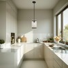 DORESshop 6 in. 1-Light Black Pendant Hanging Light with Seeded Glass Shade for Dining Room Kitchen Island - 3 of 4