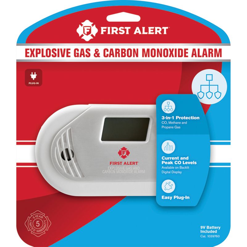 First Alert® GC01CN Combo Explosive Gas and Carbon Monoxide Alarm with Digital Display, 4 of 6