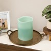 Northlight Flameless LED Lighted 3-Wick Flickering Wax Pillar Candle - 8" - Sage Green - 2 of 4