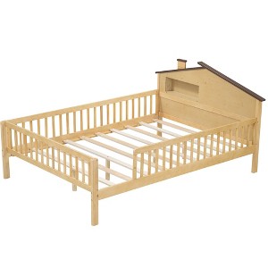 NicBex Twin/Full Size Wood Platform Bed with House-shaped Headboard and LED Lights for Adults/Boys/Girls - 1 of 4
